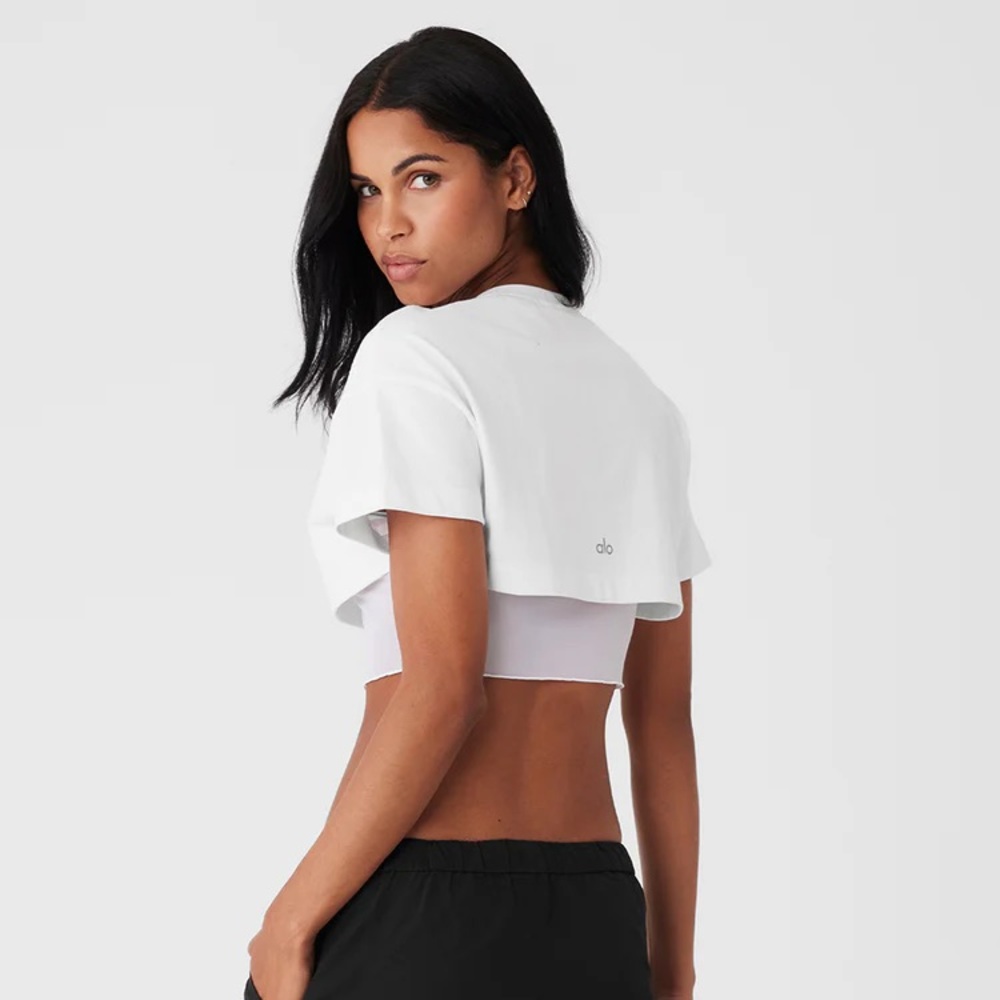 New White Crop Alo Yoga Tee - Picture 2 of 2